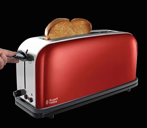 Russell Hobbs ▫️ Máquina de café de gotejamento Colours Plus para 15 chávenas, jarro de vidro de 1,5 L, programável, vermelho 24031-56 + Torradeira Colours Plus com 1 ranhura longa e larga para 2 fatias, aço inoxidável, Vermelho 21391-56 3