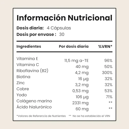 VitaBright ▫️ Colagénio Hidrolisado de Alta Dosagem 2450 mg | Cápsulas de Colagénio Marinho com Ácido Hialurónico | Colagénio Hidrolisado com Vitaminas C, E, B2 e Zinco | Colagénio para Articulações, Pele e Cabelo | 6