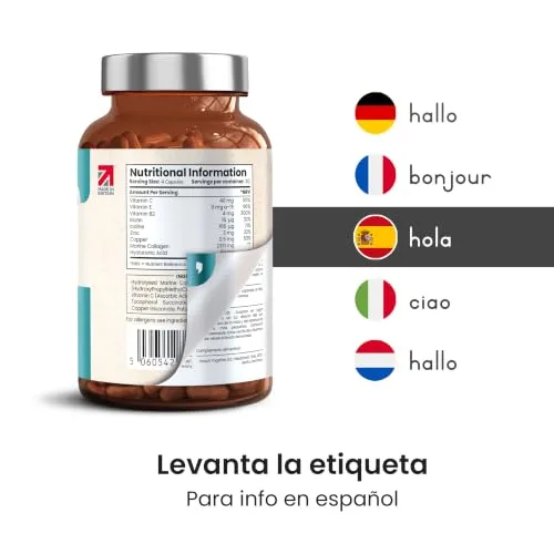 VitaBright ▫️ Colagénio Hidrolisado de Alta Dosagem 2450 mg | Cápsulas de Colagénio Marinho com Ácido Hialurónico | Colagénio Hidrolisado com Vitaminas C, E, B2 e Zinco | Colagénio para Articulações, Pele e Cabelo | 7