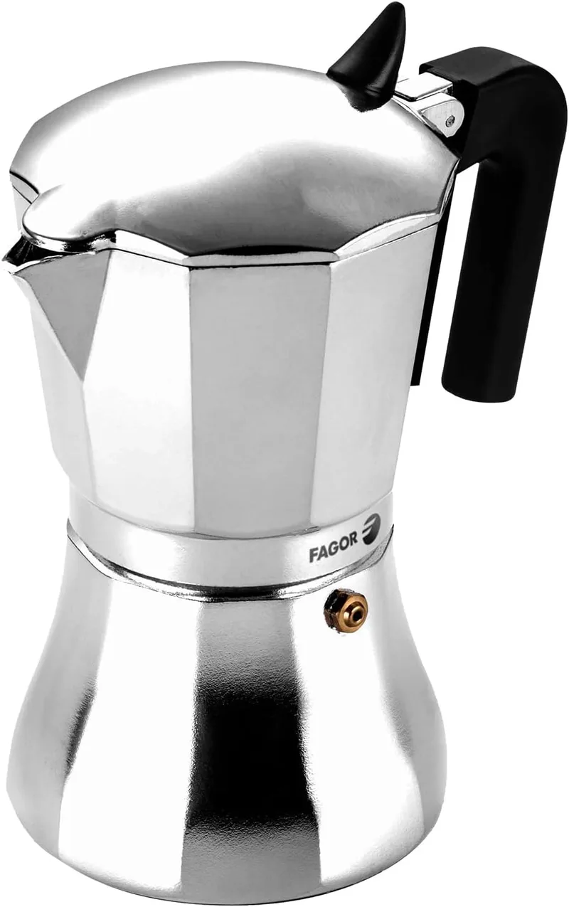 Fagor Commercial ▫️ Fagor Cupy – Máquina de café italiana, indução, alumínio, Express, 12 chávenas de café, adequada para todos os tipos de fogão (vitrocerâmica, gás, elétrico), junta de silicone de grande durabilidade