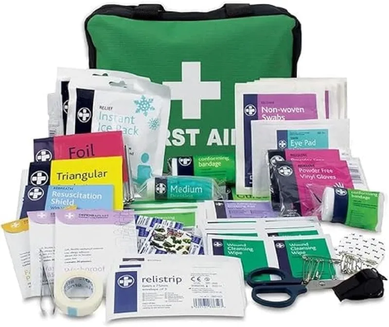 Reliance Medical ▫️ LEWIS-PLAST Kit de primeiros socorros Saco de primeiros socorros com 160 peças - kit compatível com as normas europeias