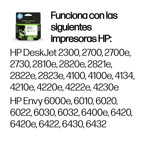 HP ▫️ 305XL Tricolor, Cartucho de tinta original de grande capacidade, compatível com as impressoras DeskJet 2300, 2700, 2800, 4100 e Envy 6010, 6020, 6030, 6400 2