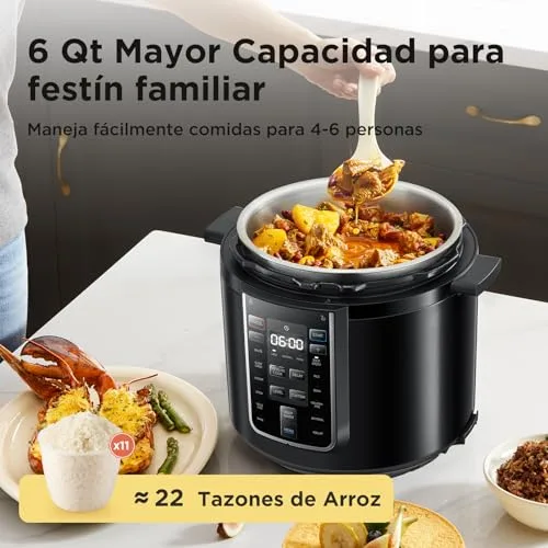 Midea ▫️ Panela Elétrica 9 em 1, 12 predefinições instantâneas, antiaderente, panela de arroz, cozedura lenta, vaporizador em aço inoxidável, 6 quartos 2