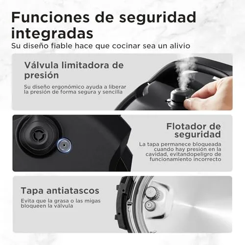 Midea ▫️ Panela Elétrica 9 em 1, 12 predefinições instantâneas, antiaderente, panela de arroz, cozedura lenta, vaporizador em aço inoxidável, 6 quartos 7