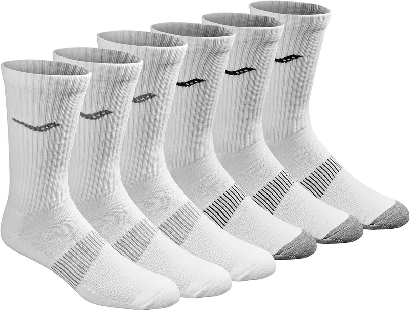 Saucony ▫️ Rundry Mesh Ventilating Comfort Fit Performance Crew Socks, disponível em L-xl (3, 6, 12 pares) Meias de corrida para homem (6 unidades)