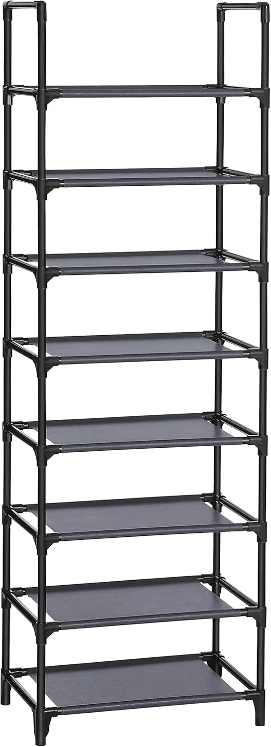 SONGMICS ▫️ Sapateira, organizador de sapatos, 8 prateleiras, sapateira aberta estreita, 28 x 46 x 145 cm, estrutura metálica, prateleiras em tecido não tecido, para corredor, quarto, cinzento LSR024G02