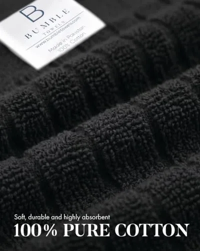 Bumble Towels ▫️ 8 panos de cozinha, pretos, 4 caixas pequenas com padrões e 4 lisas, 1 libra/dúzia, 12 polegadas x 12 polegadas (preto) 4