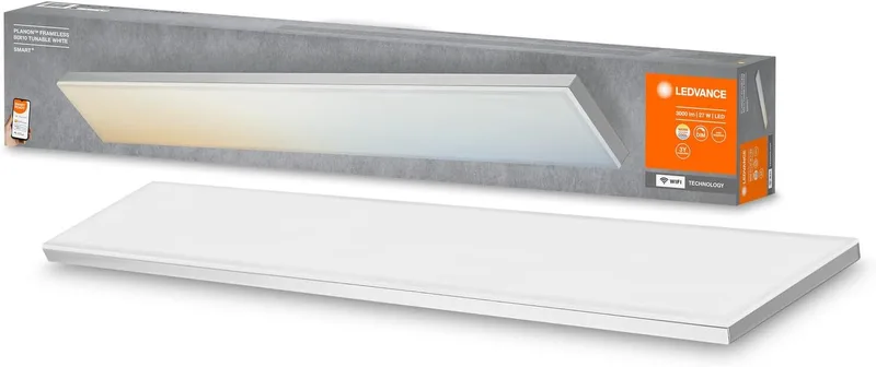 LEDVANCE ▫️ Luminária de teto LED inteligente, painel de interior com tecnologia Wi-Fi, cor da luz ajustável (3000K-6500K), 800 mm x 100 mm, compatível com o Google e o controlo por voz Alexa, SMART+ WIFI PLANON FRAMELESS