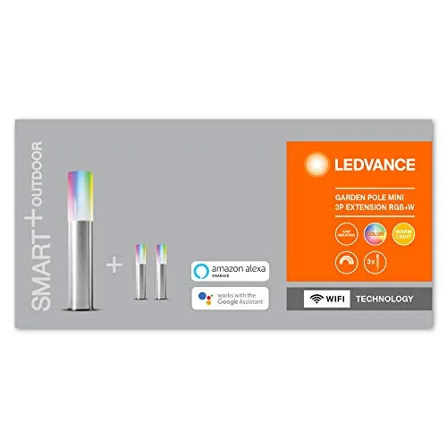 LEDVANCE ▫️ Luz de jardim LED inteligente com tecnologia Wi-Fi, conjunto de 3 mini postes de jardim para exterior, cores RGB intercambiáveis, compatível com o Google e a Alexa, SMART+ WIFI GARDPOLE MINI 2