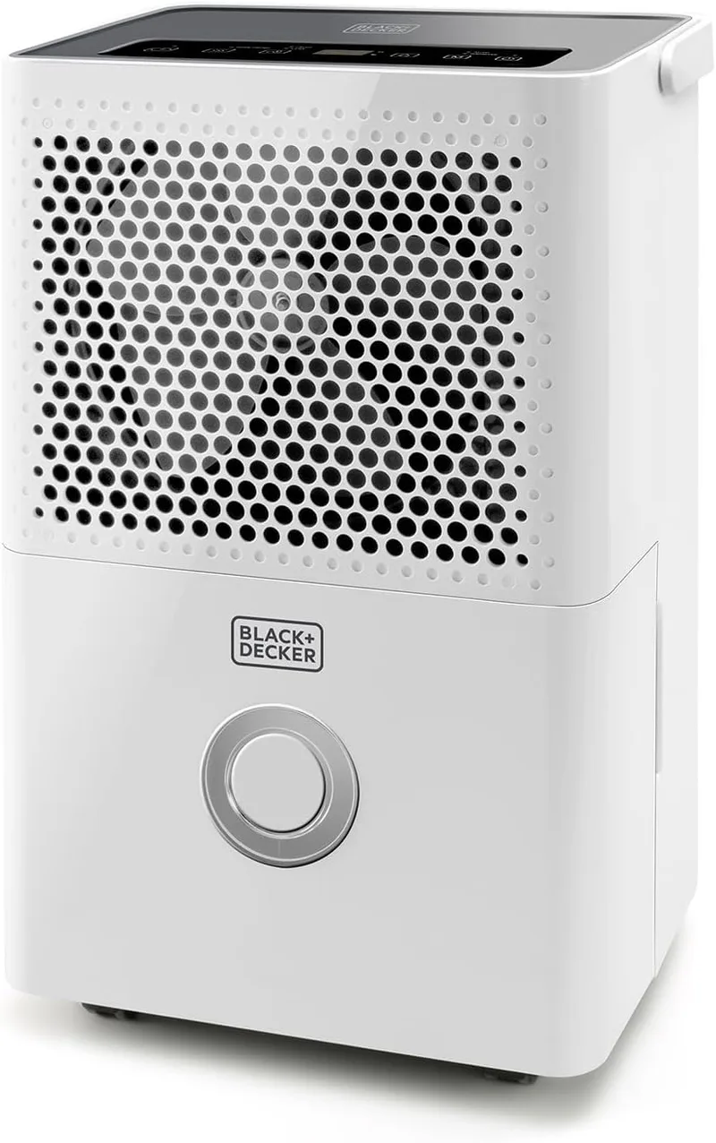 Black+Decker ▫️ BXDH12E - Desumidificador 12L/24h | Função de secagem | 2 velocidades | Depósito 1,8L | Programável 24h | Filtro lavável | Até 25 m² | Funcionamento silencioso
