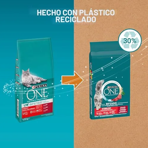 PURINA ONE ▫️ Gato bifensis Especial para gatos esterilizados, com carne de vaca e trigo, ração para gatos adultos, 9,7 kg 2