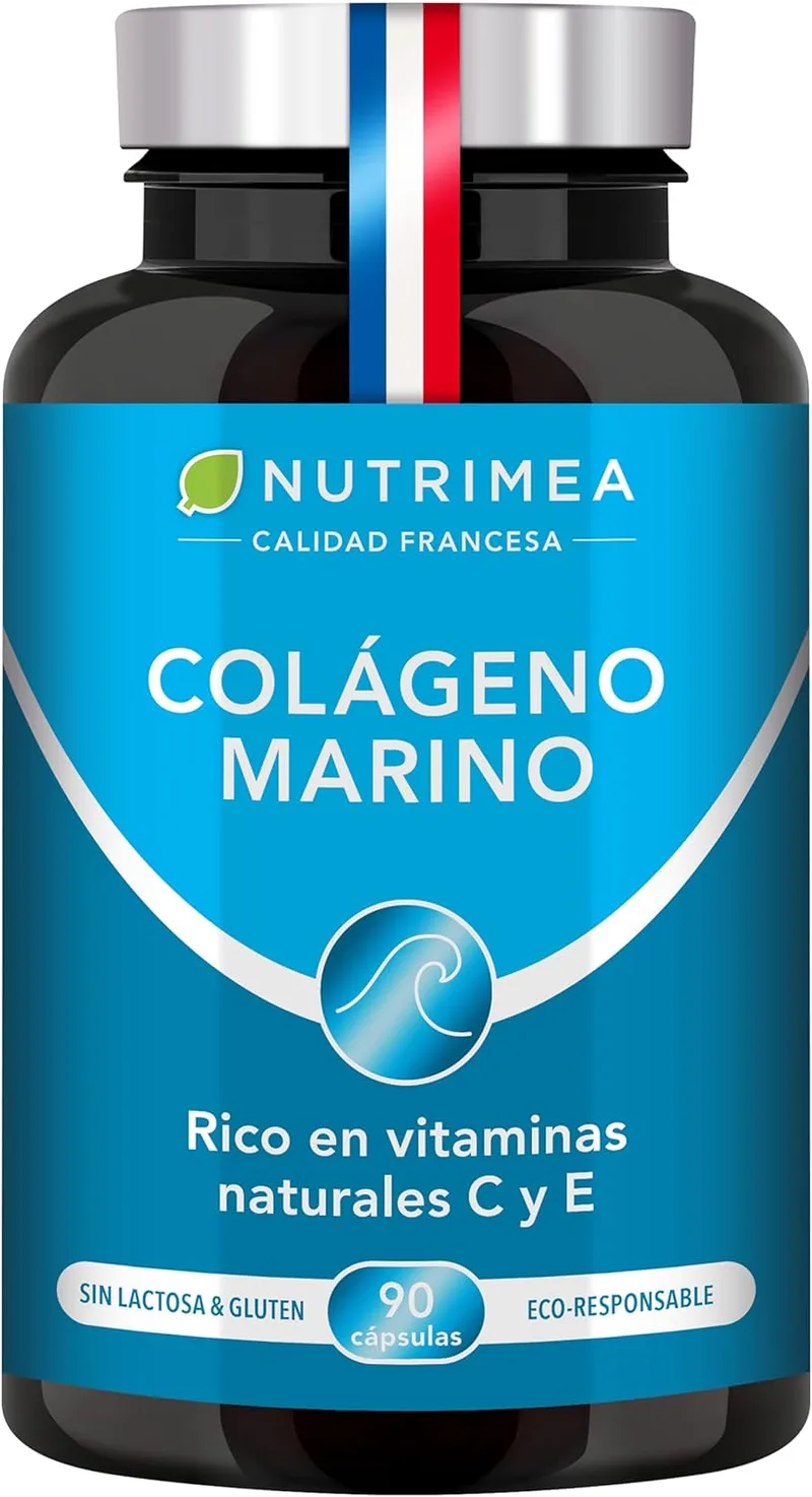 Laboratoires Nutrimea ▫️ COLAGÉNIO MARINHO hidrolisado - 900 mg - Vitaminas A, C e E - Puro e natural - Hidratação da pele - Protege os ossos e as articulações - 90 cápsulas - Nutrimea - Fabricado em França