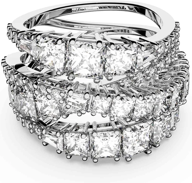 Anel Hyperbola Swarovski, tamanhos mistos, branco, revestido a ródio