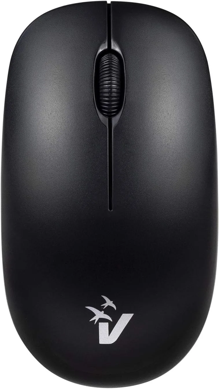 Vultech ▫️ MW-07 Rato ótico sem fios de 1600 dpi, com 2,4 GHz, 3 botões + roda de deslocamento, ambidestro, para portátil/PC/computador/MacBook, Preto