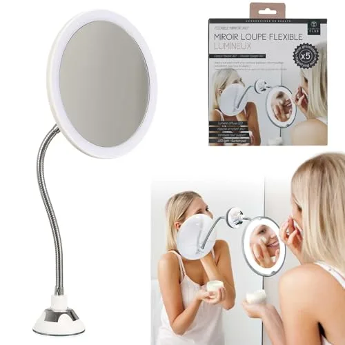 COSMETIC CLUB ▫️ Espelho LED flexível com ventosa e lente de aumento, branco 4