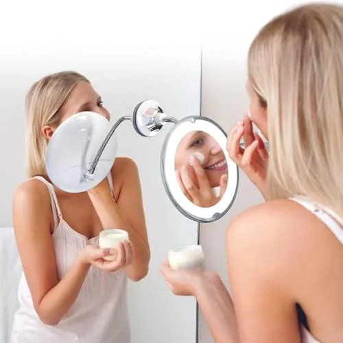 COSMETIC CLUB ▫️ Espelho LED flexível com ventosa e lente de aumento, branco 5