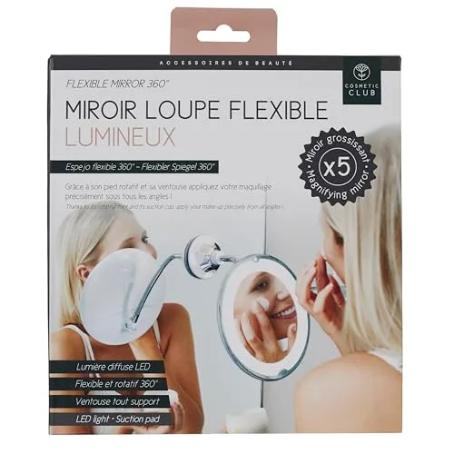 COSMETIC CLUB ▫️ Espelho LED flexível com ventosa e lente de aumento, branco 6