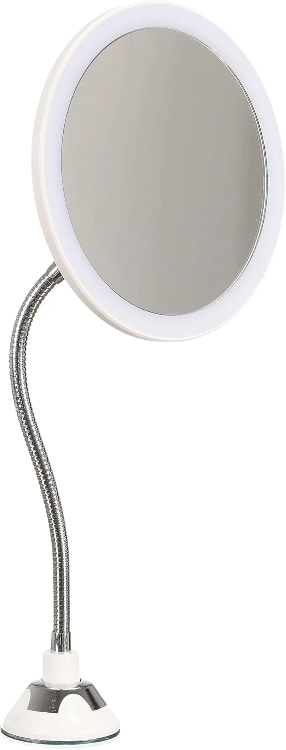 COSMETIC CLUB ▫️ Espelho LED flexível com ventosa e lente de aumento, branco