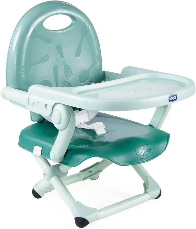 Chicco ▫️ Cadeira de alimentação para bebés Pocket Snack, adequada dos 6 meses aos 3 anos (15 kg), cadeira alta de viagem portátil e ajustável para bebés, compacta e com tabuleiro amovível - Verde (Sage)