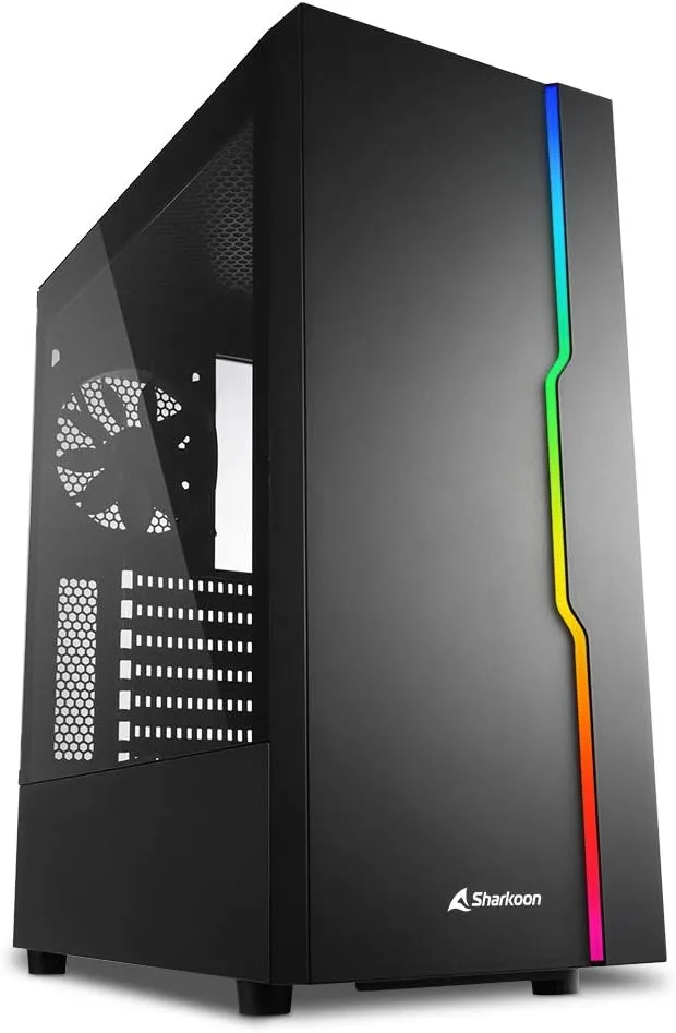 Sharkoon ▫️ RGB Slider, Caixa de computador, PC para jogos, Semitorre ATX, Preto