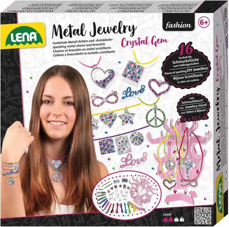 Lena ▫️ Conjunto de joalharia artesanal em metal para crianças a partir dos 8 anos, multicolorido