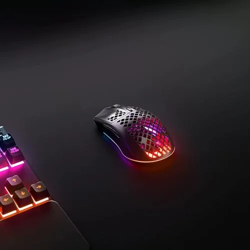 SteelSeries ▫️ Aerox 3 Wireless Onyx - Rato sem fios para jogos - Design ultraleve e resistente à água - RGB - Sensor ótico TrueMove Air de 18K DPI 2