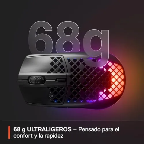 SteelSeries ▫️ Aerox 3 Wireless Onyx - Rato sem fios para jogos - Design ultraleve e resistente à água - RGB - Sensor ótico TrueMove Air de 18K DPI 5