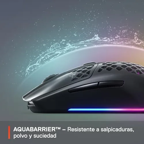 SteelSeries ▫️ Aerox 3 Wireless Onyx - Rato sem fios para jogos - Design ultraleve e resistente à água - RGB - Sensor ótico TrueMove Air de 18K DPI 6