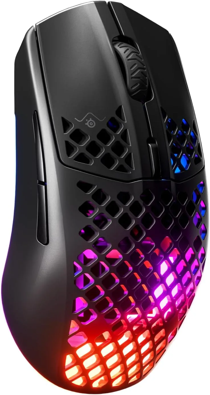 SteelSeries ▫️ Aerox 3 Wireless Onyx - Rato sem fios para jogos - Design ultraleve e resistente à água - RGB - Sensor ótico TrueMove Air de 18K DPI