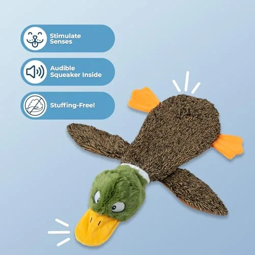 Best Pet Supplies ▫️ Brinquedos que fazem barulho 2 em 1 para cães, com tecido macio e resistente, para animais de estimação pequenos, médios e grandes, sem enchimento, para brincar em espaços interiores, em forma de pato e crocodilo, tamanho M 2