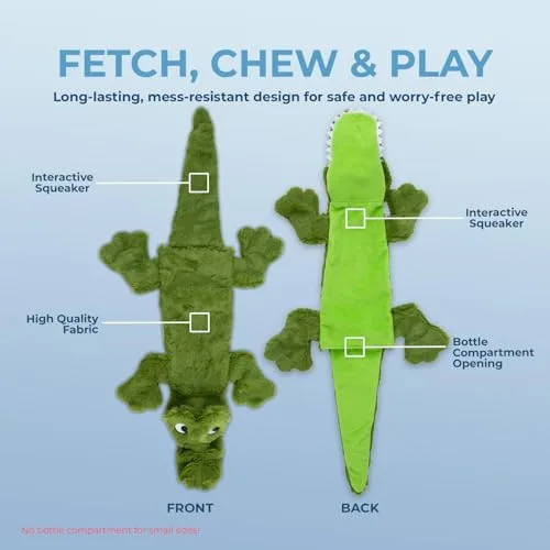 Best Pet Supplies ▫️ Brinquedos que fazem barulho 2 em 1 para cães, com tecido macio e resistente, para animais de estimação pequenos, médios e grandes, sem enchimento, para brincar em espaços interiores, em forma de pato e crocodilo, tamanho M 3