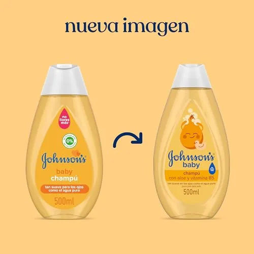 Johnson's Baby ▫️ Champô com aloé vera e vitamina B5 (500 ml), champô hidratante e hipoalergénico para bebés e recém-nascidos, com a fórmula «Não chores mais», champô sem sulfatos nem parabenos 2