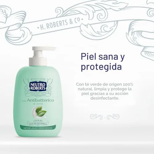 Neutro Roberts ▫️ Sabonete líquido com agente antibacteriano de chá verde, ação higienizante, dispensador de 200 ml 2