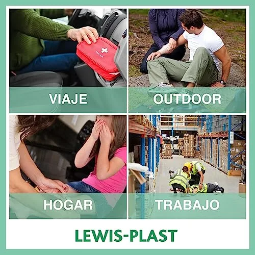 Lewis-Plast ▫️ Kit Completo de Primeiros Socorros com 309 peças para primeiros socorros ao ar livre - Kit em conformidade com as normas europeias para ambientes interiores e atividades ao ar livre 7
