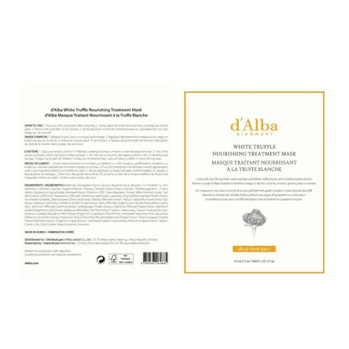 d'alba Piedmont ▫️ d'alba Máscara de tratamento nutritiva com trufa branca italiana, máscara vegana, nutritiva e calmante para peles secas e cansadas, cuidados da pele à coreana (5 unidades) 6