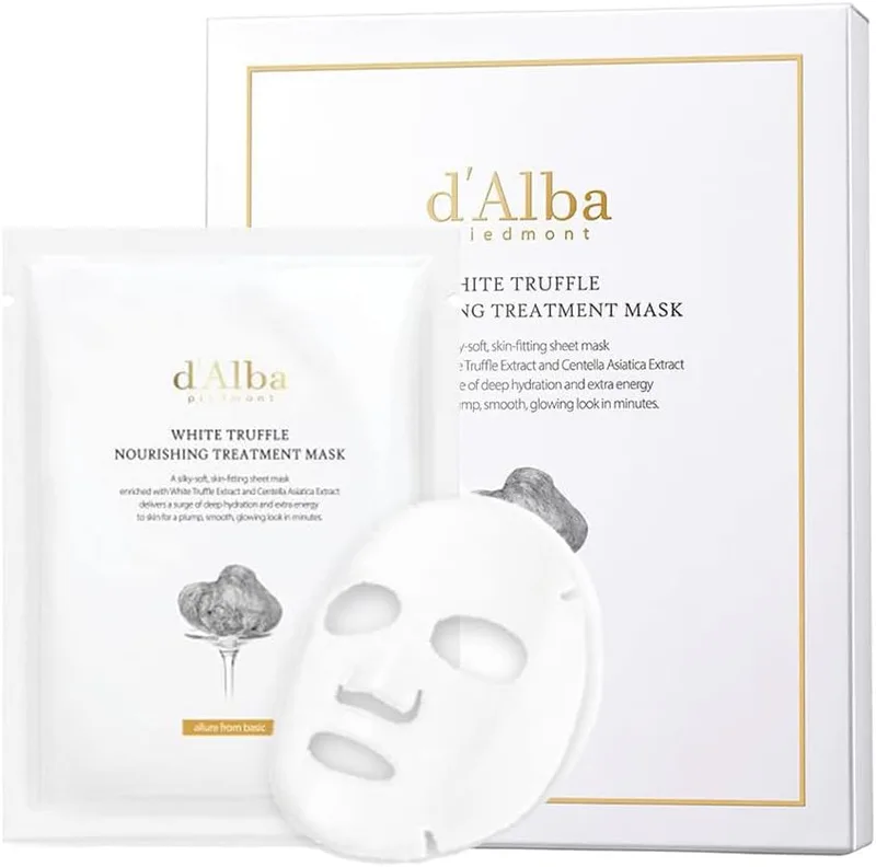 d'alba Piedmont ▫️ d'alba Máscara de tratamento nutritiva com trufa branca italiana, máscara vegana, nutritiva e calmante para peles secas e cansadas, cuidados da pele à coreana (5 unidades)