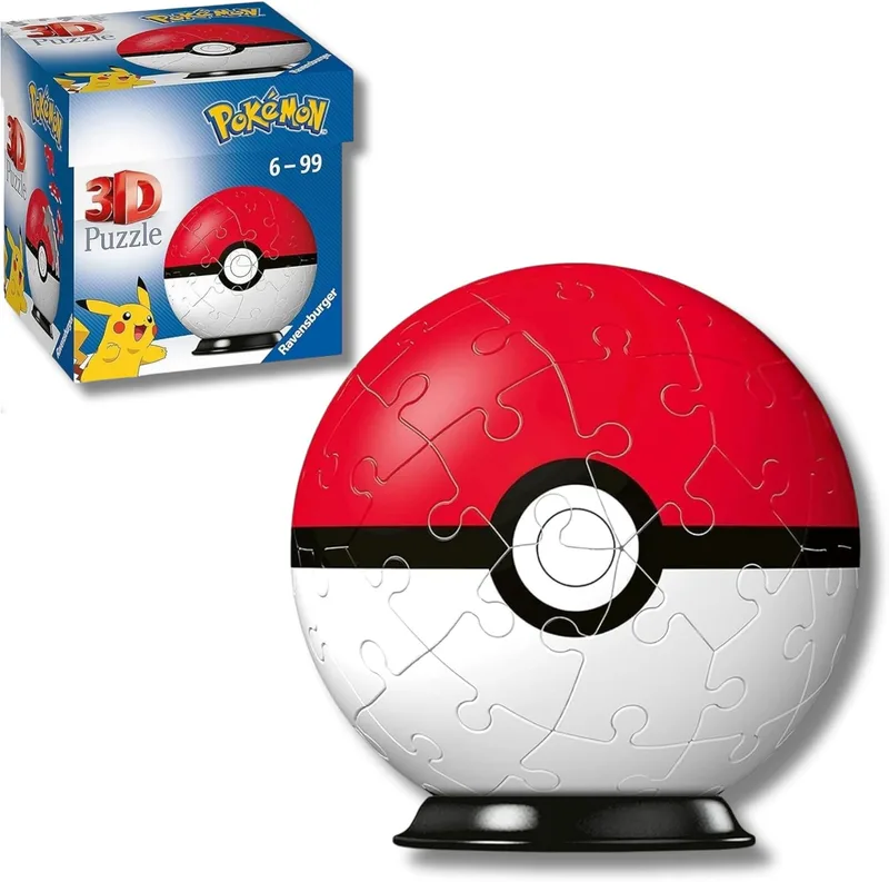 Ravensburger - Puzzle 3D para crianças Pokemon Pokeball | Puzzles 3D para crianças a partir dos 6 anos | Modelos de montagem de 55 peças | Prenda para crianças a partir dos 6 anos