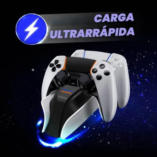 Snakebyte ▫️ PS5 Twin:Charge 5 - Estação de carregamento para a PlayStation 5 destinada ao comando DualSense, kit de carregamento para 2 comandos sem fios, incluindo cabo Type-C, indicador LED do estado de carregamento, design PS5, branco 2