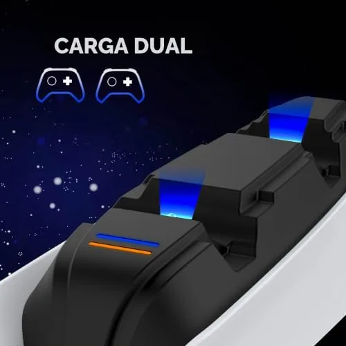 Snakebyte ▫️ PS5 Twin:Charge 5 - Estação de carregamento para a PlayStation 5 destinada ao comando DualSense, kit de carregamento para 2 comandos sem fios, incluindo cabo Type-C, indicador LED do estado de carregamento, design PS5, branco 3