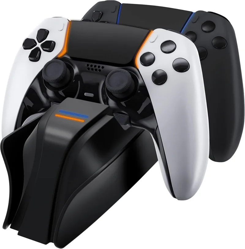 Snakebyte ▫️ PS5 Twin:Charge 5 - Estação de carregamento da PlayStation 5 para o controlador DualSense, kit de carregamento para 2 controladores sem fios, incluindo o cabo tipo C, ecrã LED de estado de carregamento, design PS5, preto