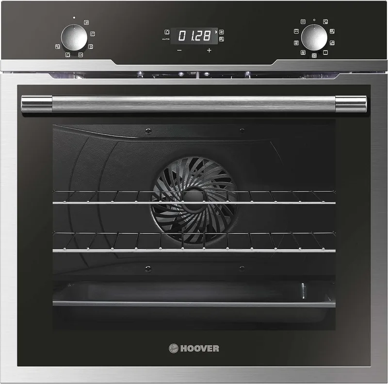Hoover ▫️ H-OVEN 500 - HOZ5870IN - Forno pirolítico, 70 litros, 3 elementos de aquecimento, Temporizador, 9 funções, Ventoinha de arrefecimento, A, Inox e Preto