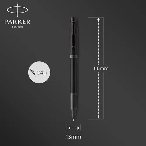 PARKER ▫️ Caneta roller IM | Preto mate com detalhes em preto | Ponta fina com recarga de tinta preta | Estojo de presente 3