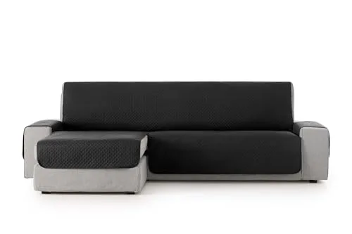 TEXTIL-HOME ▫️ Textilhome Capa para Chaise Longue Adele 240 cm, Estofada, Lado Esquerdo, Preta 2