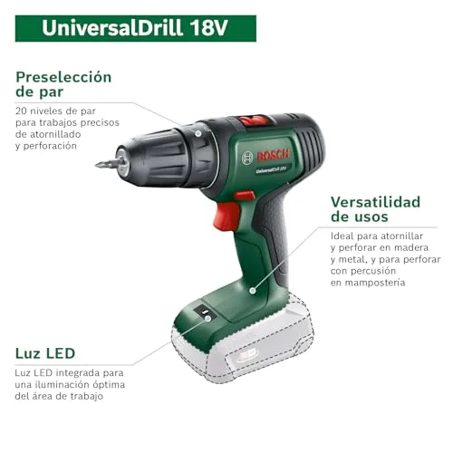 Bosch ▫️ Berbequim/aparafusadora a bateria UniversalDrill 18 V (2 baterias, sistema de 18 V, em mala de transporte) 2