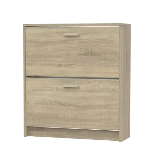 MUEBLES PITARCH ▫️ Sapateira para a entrada, móvel auxiliar estreito com 2 portas, em carvalho Cambrian, capacidade para 12 pares de sapatos, 82 x 74 x 25 cm, Coleção Tibet 4