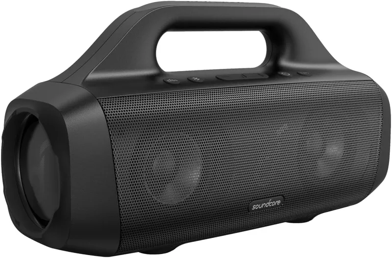 Soundcore ▫️ Motion Boom: Altifalante Bluetooth potente de 30 W, com diafragma de titânio, tecnologia BassUp, resistente à água (IPX7), 24 horas de reprodução, aplicação, ideal para atividades ao ar livre e acampamento, altifalante portátil