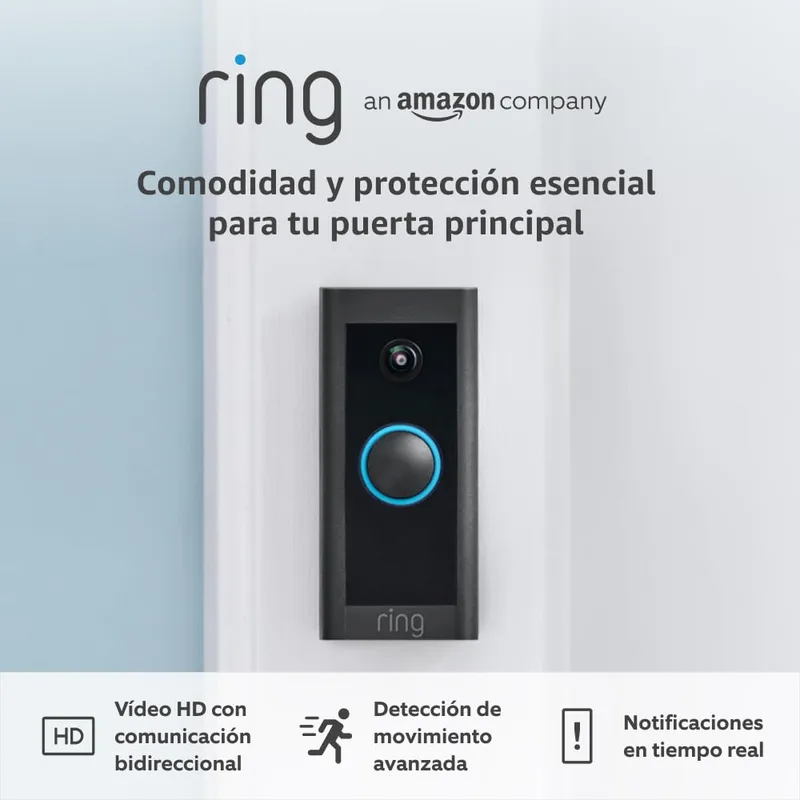 Ring ▫️ Campainha de vídeo com fios (Campainha de vídeo com fios) | Campainha de vídeo exterior à prova de água com vídeo HD, deteção de movimento avançada para a sua porta da frente | 30 dias grátis Home