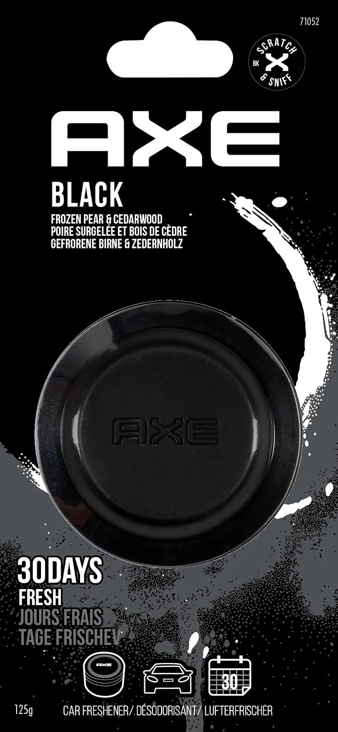 AXE ▫️ Ambientador para carro em lata de gel de 125 g com suporte para copos - BLACK: Frescura revigorante e duradoura para a tua viagem - Até 30 dias de confiança e estilo