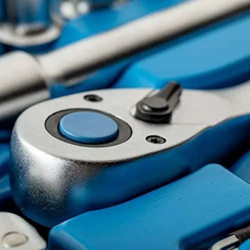 Högert Technik ▫️ Caixa de ferramentas, Conjunto de ferramentas, Maleta de ferramentas, Chaves de soquete, Pontas e acessórios de 1/4” e 1/2”, Aço Cr-V - HT1R440, 144 peças 4