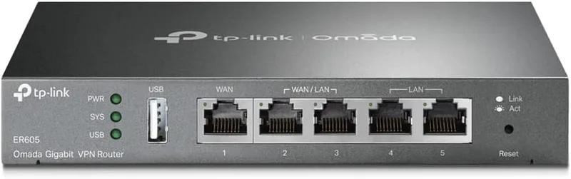 TP-Link ▫️ TL-R605 - Router VPN Gigabit, Equilíbrio de Carga Multi-WAN, 5 portas, Firewall Empresarial, Omada SDN, OpenVPN, IPsec, QoS, VLAN, Gateway Empresarial Seguro